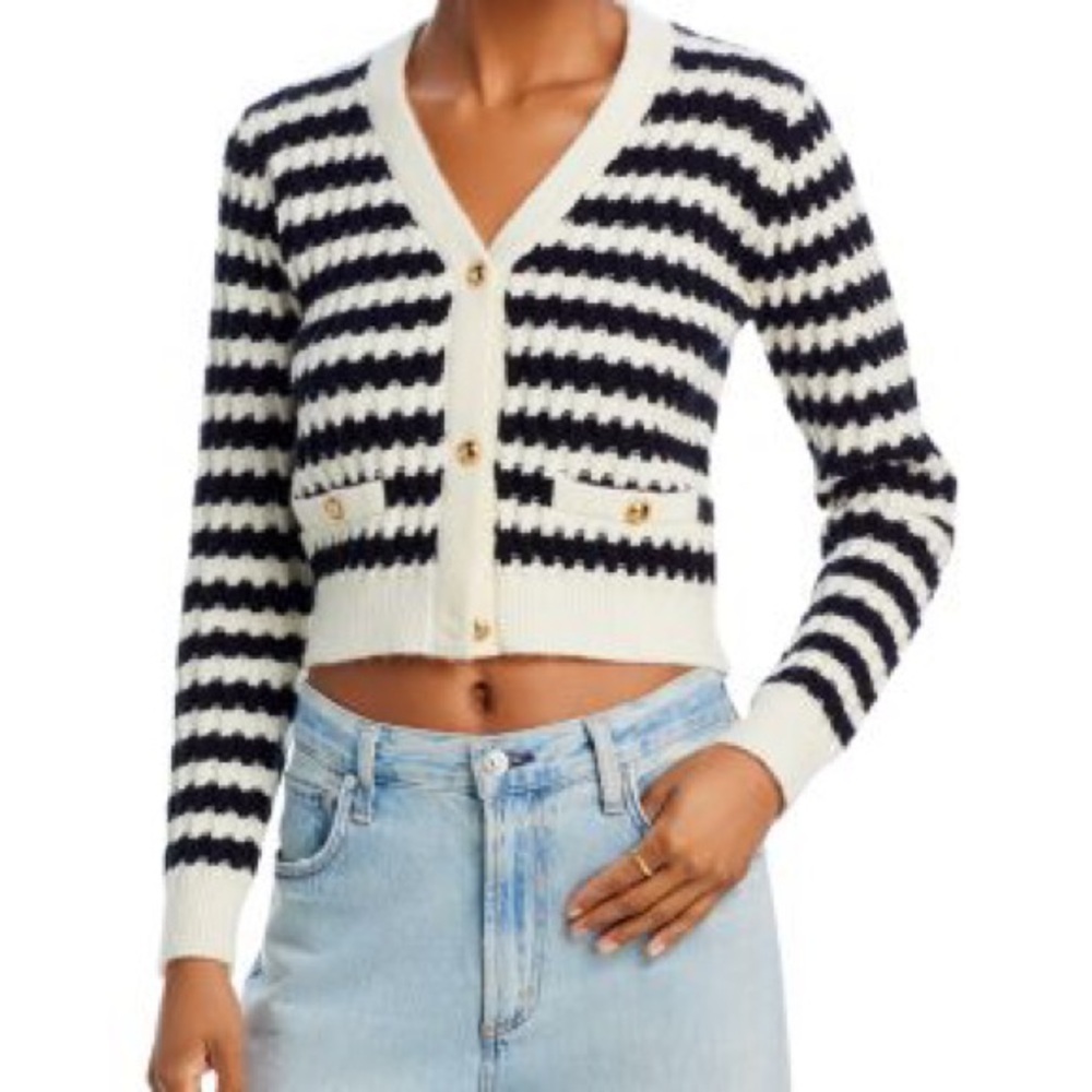 Line and Dot Striped Cardigan Medium